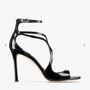 Jimmy Choo Azia 95 Black Patent Leather Sandals